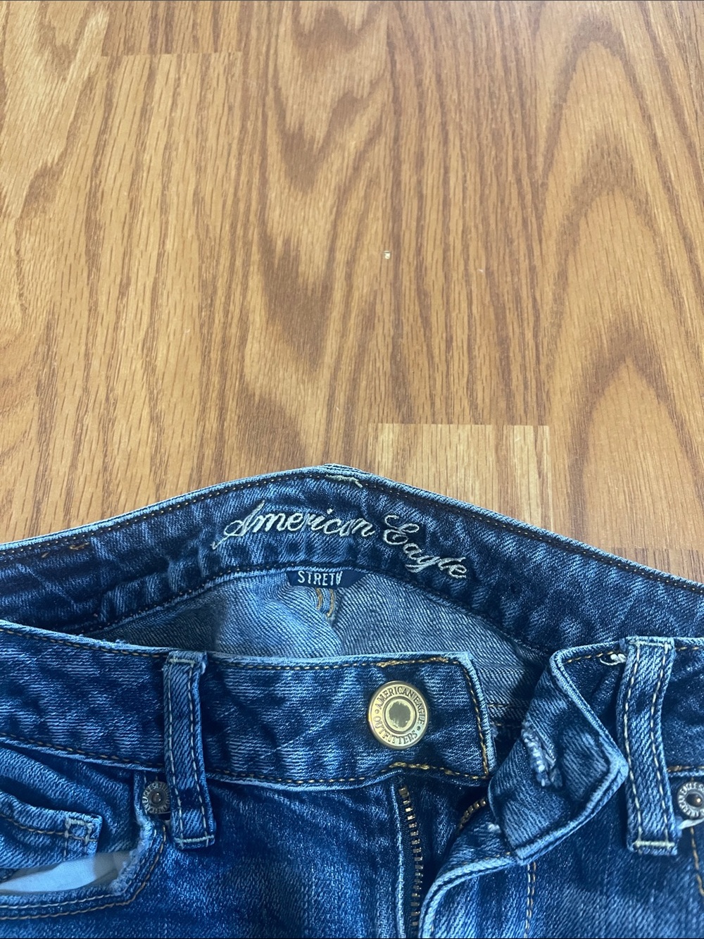 American Eagle Dark Blue Stretch Denim Jeans with Branded Waistband